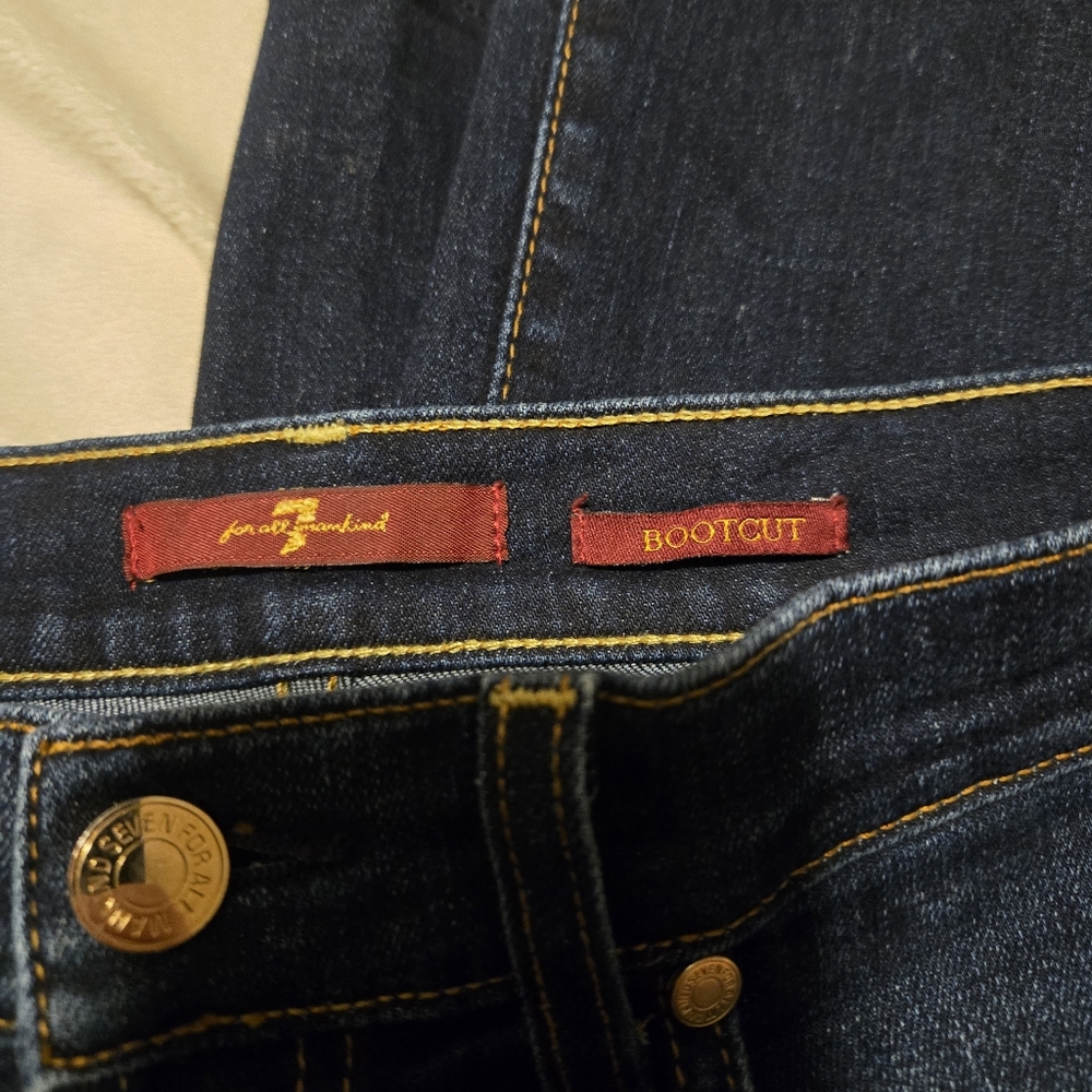 7 For All Mankind Deep Indigo Bootcut Stretch Jeans Size 26 - Picture 2 of 6